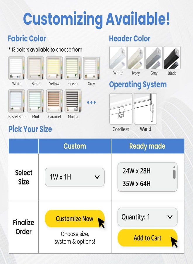 FOIRESOFT Standard Cordless Custom Zebra Roller Shades and Blinds [Basic, White, W 30 x H 48 inch] Dual Layer Sheer for Day and Night Light Control Privacy, 20 to 105 in Height - Image 2
